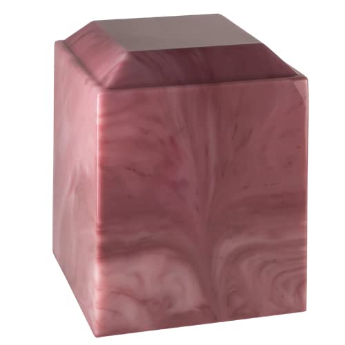 Magna Mulberry Cultured Marble Urn - Adult Size - Cremation Urns for Human Ashes - Red, Pink - Ground Burial, Home Memorial and Funeral - color: Mulberry