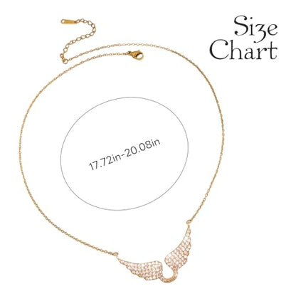 Bow Heart Pendent Pendant Necklace for Women White Crystal Necklace Dainty Silver Plated Necklace Bow Jewelry with Zirconia, Heart Choker Necklaces for Her Gifts - style: Golden wings