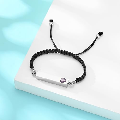 Hearbeingt Crystal Heart Cremation Jewelry Bar Urn Bracelet for Ashes - color: Silver-Purple