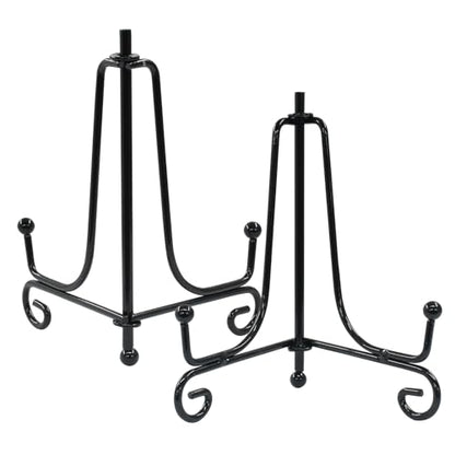 Hordion 2 Pack Plate Stand, 4 Inch Black Iron Easel Photo Display Stand | Plate Holder for Picture Frame Book Tabletop Art Platter