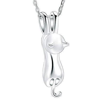 Imrsanl Pet Cremation Jewelry for Ashes Cat Urn Necklace - color: Sterling silver
