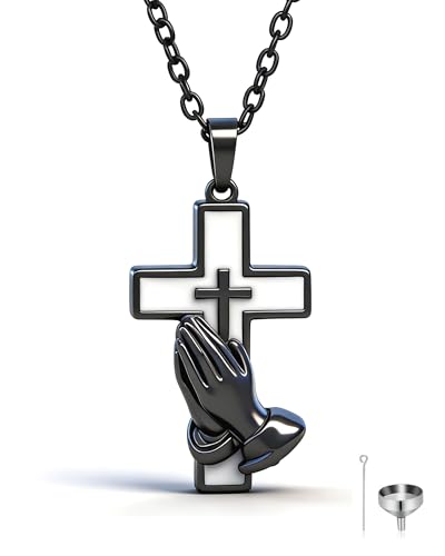 Cross-shaped Ashes Necklace, Customizable for Pet or Human Ashes, Suitable for Both Men and Women