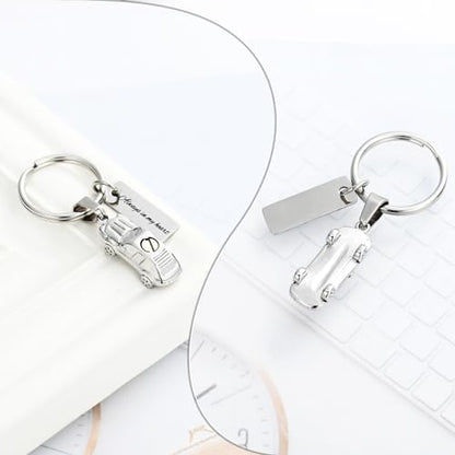XSMZB Mini Car Cremation Jewelry Memorial Urn Necklace for Ashes Stainless Steel Pendant Human Pet Ashes Holder Keepsake Gift for Men Women - color: Silver Keychain