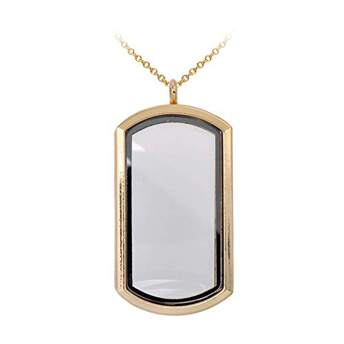 Paialco Magnetic Rectangle Glass Window Floating Locket Pendant Necklace - color: Yellow Gold