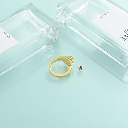 Memorial Urn Ring for Ashes Stainless Steel Cremation Jewelry for Men & Women Pet Ashes Keepsakes Holder Ring - color: Gold-7#