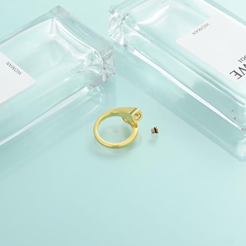 Memorial Urn Ring for Ashes Stainless Steel Cremation Jewelry for Men & Women Pet Ashes Keepsakes Holder Ring - color: Gold-8#
