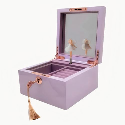 LIHOU PAPAQ Wooden Ballerina Musical Jewelry Box for Girls and Women - Music Chest,Jewelry Storage Box,Gifts for Christmas,Birthday,Valentine's Day and All Holidays