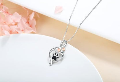 Sterling Silver Cat Necklace Jewelry Memorial Gifts for Cat Lovers | Cat Pendant Necklace ，Cute Dainty Animal Remembrance Jewelry Birthday Gifts for Cat Mom Her Women - style: Paw Print Necklace