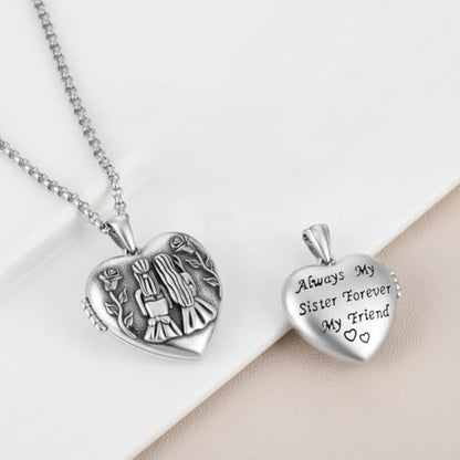 925 Sterling Silver Pictures Locket Necklace for Women Men - color: Black plated 3