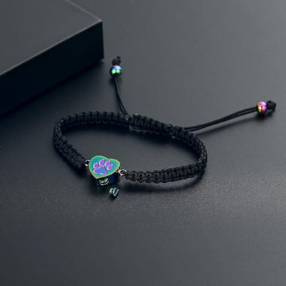 Cremation Bracelet for Pets Ashes Cat Dog Heart Paw Print Pendant Bangle Stainless Steel Memorial Urn Bracelet Cremation Jewelry - color: Rainbow