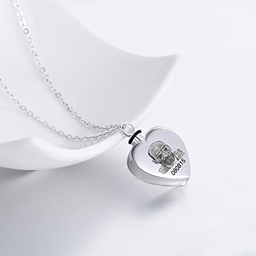 Filigree Dog Paw Urn Locket Necklace 925 Sterling Silver Print Pet Urn Necklace for Ashes Engraved Personalized Cremation Jewelry Pictures Keepsake Memorial Gifts for Women Men - style: B Engraved Photo