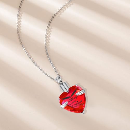 Small Mini Urns for Human Ashes Keepsake Tree of Life Sharing Urns for Female Male, Heart Cremation Jewelry Urn Necklaces for Ashes for Women Men, Red