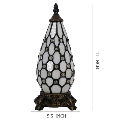 Small Tiffany Stained Glass Table Lamp 5.5X11 Inch (White Yellow) - color: White Yellow