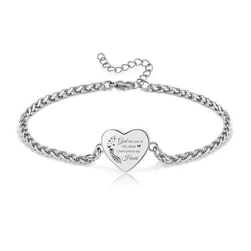 RIPFEVURN Heart Cremation Jewelry Urn Bracelet for Ashes for Women Memorial Ashes Keepsake Link Bracelet - color: 1pc-god has