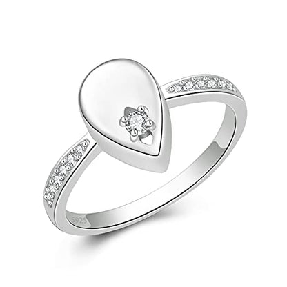 YLT S925 Sterling Silver Teardrop Cremation Urn Ring for Ashes - size: 8