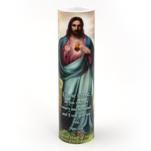 Sacred Heart of Jesus LED Flameless Devotional Prayer Candle