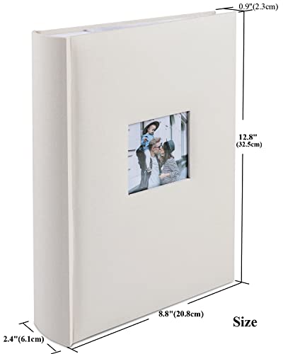 1DOT2 Photo Album for 4x6 Pictures with Writing Space, Beige | Holds 402 Photos,Linen Cover with Front Window, Acid-free Inner Pages, Ideal for Marriage Children Travel Family - color: Beige