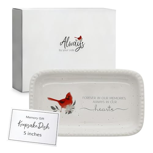 Pavilion 'Forever In Our Memories, Always In Our Hearts' Keepsake Dish - Cardinal Memorial Gift for Loss of Loved One - Sympathy, Condolence, and Remembrance Keepsake Dish and Decor