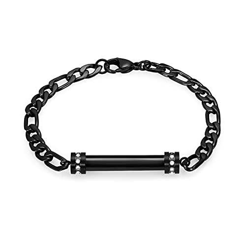 Hearbeingt Cylinder Cremation Jewelry Urn Bracelet for Ashes for Women Men | Classic Crystal,Stainless Steel,Memorial Urn Bangle, Ash Holder for Human Pet,Keepsake Jewelry for Loved Ones,Gift,Fill Tool - color: Z-Black
