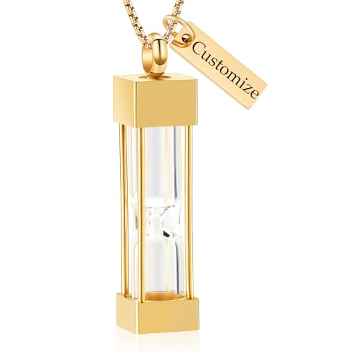 Oinsi Glass Hourglass Cremation Jewelry for Ashes Cylinder Urn Necklace Container Vial Necklaces Bottle Memorial Cremation Keepsake Jewelry Ash Pendant for Women/Men - color: Customize