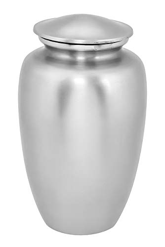 Lightnpro Decorative Cremation Urn for Human Ashes - Beautiful Elegant Hand Engraved Funeral Memorial with Secure Screw-Top Lid for Your Loved Ones Remains with Elegant Finish- 10 Inch Silver - size: 10" Plain