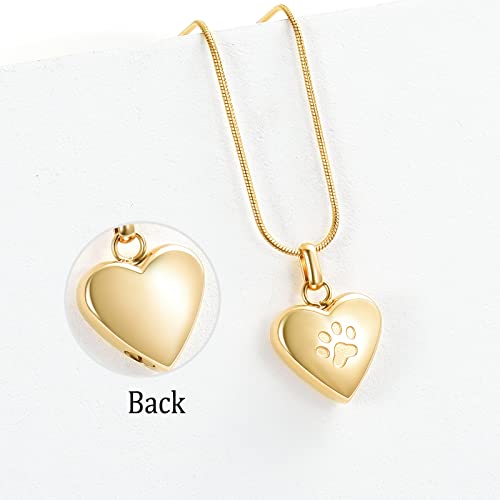 zeqingjw Pet Cremation Jewelry for Ashes Pendant Paw Print Pet Heart Urn Necklace Memorial Keepsake Jewelry for Pet/Dog's/Cat's Ashes - color: Heart-Gold
