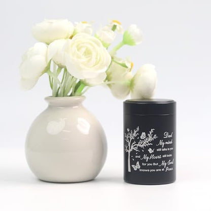 3 Inch Small Urn for Human Ashes Aluminum Mini Cremation Small Keepsake Box for Sharing Ashes Mini Urn-Dad - size: Black-Dad