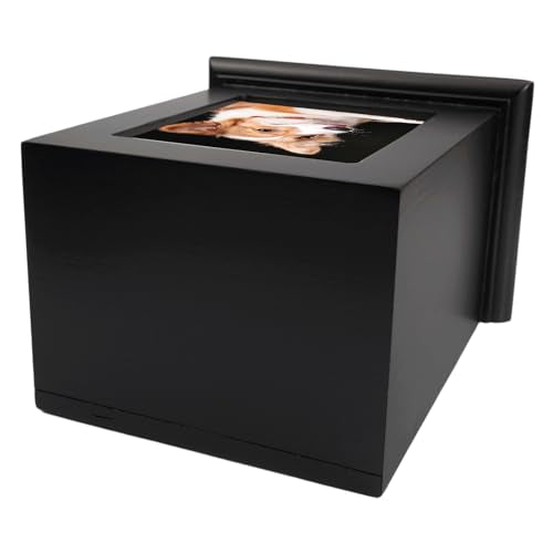 Pet Urn for Ashes Wooden Memorial Urn Dogs & Cats with Photo Frame Black - color: Black