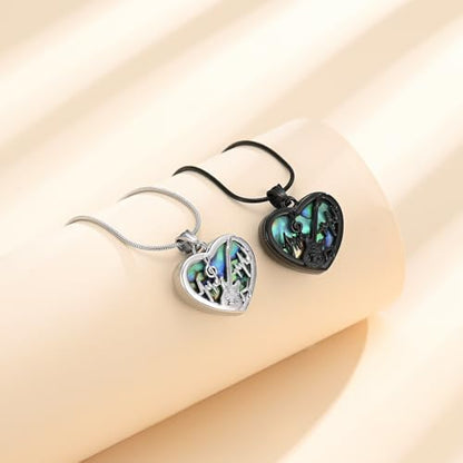 Cremation Jewelry Guitar Heart Urn Necklace for Human Ashes for Women Men Abalone Shell Memorial Ashes Keepsake Pendant - color: Silver-Always