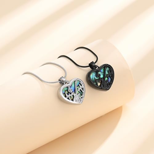 Cremation Jewelry Guitar Heart Urn Necklace for Human Ashes for Women Men Abalone Shell Memorial Ashes Keepsake Pendant - color: Customize
