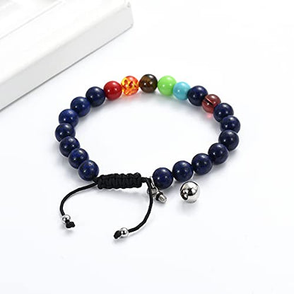Hearbeingt Cremation Jewelry Urn Bracelet for Ashes Braided Rope Beads - color: Lapis lazul