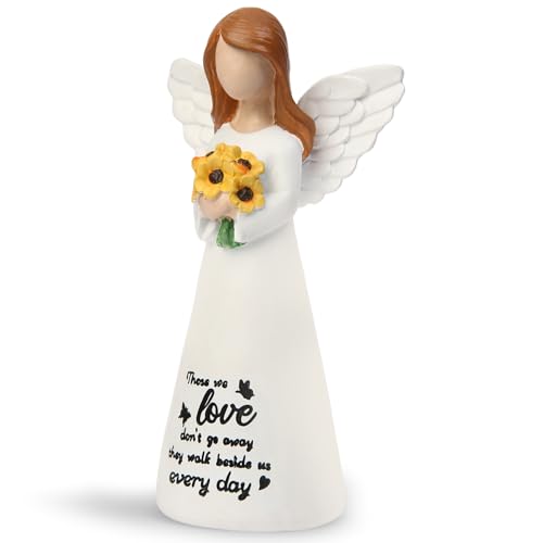 INLOMEM Sympathy Gifts for Loss of Loved One, Remembrance Gifts, Bereavement Gifts, Angel Gifts for Women, Memorial Gift for Loss of Dad Mom Grandmother, Angel Figurines (White)