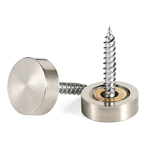 20 PCS Screw Covers Caps (Solid Brass Construction) Mirror Screws Fasteners, Sign Advertising Hardware, 3/5" Diameter, Brushed Stainless Steel - color: Brushed Finish (20 PCS)