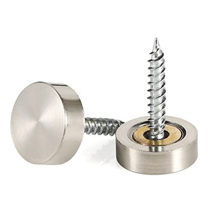 20 PCS Screw Covers Caps (Solid Brass Construction) Mirror Screws Fasteners, Sign Advertising Hardware, 3/5" Diameter, Brushed Stainless Steel - color: Brushed Finish (20 PCS)