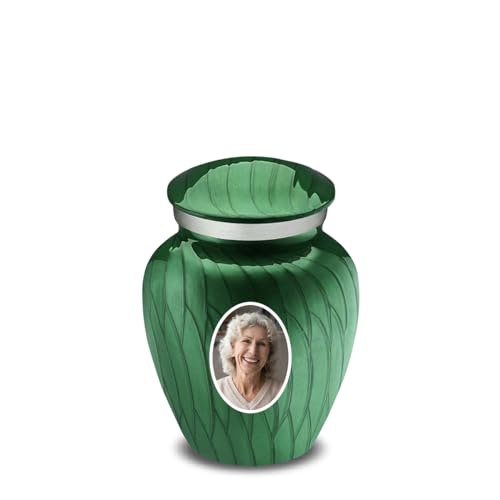 Embrace Keepsake Personalized Picture Cremation Urns for Human Ashes I Pearl Green Photo Funeral Urn for Men and Women with Double Side Engraving I 3.5 lbs - color: Pearl Green