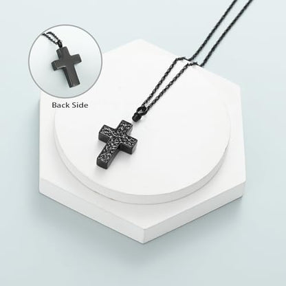 shajwo Tree of Life Cross Cremation Jewelry Urn Necklaces for Ashes | Memorial Ashes Pendant Necklace of Loved One Women Men Ashes Keepsake Necklace - color: Black