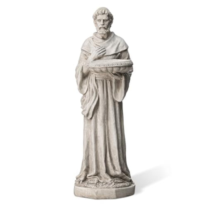 Glitzhome St. Francis Garden Statue with Birdfeeder MGO Outdoor Decoration, 32.75" H, Concrete Gray - style: St. Francis with Birdfeeder