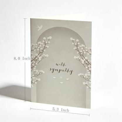 Heartfelt Sympathy Card for Friends, Family, or Colleagues - Sent by Daughter, Son, Friend, or Boss, Includes Elegant Envelope and Rose Pattern Gold Sticker - color: QY-42