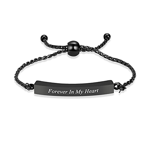 Minicremation Shiny Crystal Cremation Bracelet for Ashes for Women Cube Urn Bangle Locket Ash Holder Memorial Jewelry Bracelet Keepsake Gift - color: Forever In My Heart- Black