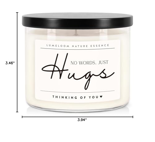 LUMELOOM Sympathy Gift for Loss of Loved One, 14.5oz 3-Wick Lavender Candle | Memorial Gifts, Miscarriage Gifts for Mothers, Bereavement Condolence Grief Presents for Women, No Words Just Hugs Candle
