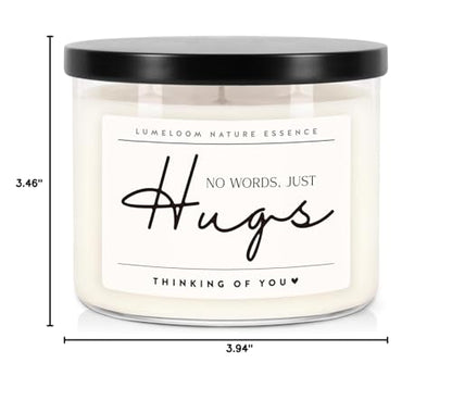 LUMELOOM Sympathy Gift for Loss of Loved One, 14.5oz 3-Wick Lavender Candle | Memorial Gifts, Miscarriage Gifts for Mothers, Bereavement Condolence Grief Presents for Women, No Words Just Hugs Candle