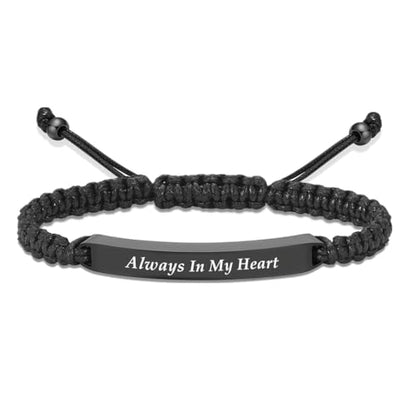 Imrsanl Cremation Jewelry Urn Bracelet for Ashes - Braided Adjustable Bracelet for Men Women - Manmade Urn Jewelry - color: Black-Always in My Heart
