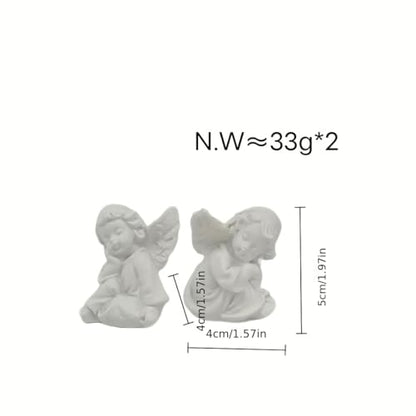 yiyuehang&BL Mini Angel 2-Piece Resin Statues Indoor Outdoor Garden Patio | 2Pcs weatherproof white resin praying angels, tiered tray decor, thoughtful religious sympathy memorial gift indoor outdoor.