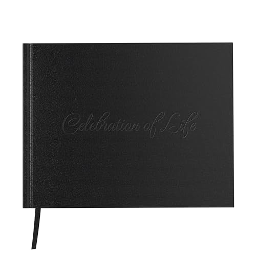 Useful Co. Funeral Guest Book for Party, Sign in Book, Leather Cover, Black | Sign In Book for Memorial Service or Vacation Home, Hardbound Leather Guest Books, House and Party Guest Book, 9 x 7 In