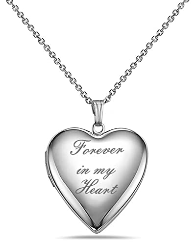 Locket Necklace That Holds Pictures "I Love You to the Moon and Back" Photo Memory Lockets Necklaces - color: Forever