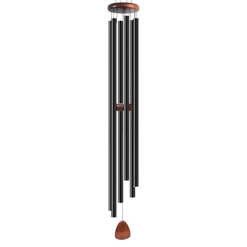 Bursvik 80" Aluminum Wind Chimes for Outside (Black), Patio Zen Decor Gift - color: Black, size: Classic 80" Deep Tone
