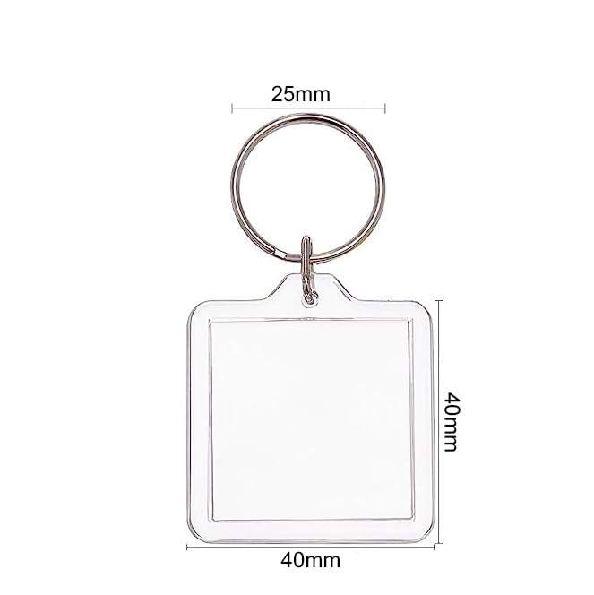 BetterJonny 20Pcs Acrylic Picture Keychain Blanks in Clear Acrylic Picture Frame Keyrings - color: Square