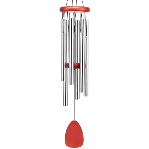 Classic Silver Wind Chimes for Outside Soothing Melodic Wind Chime 26" to Create a Zen Atmosphere. Sympathy/Memorial Gift, Indoor Outdoor Garden Patio Decoration - size: Silver 26''