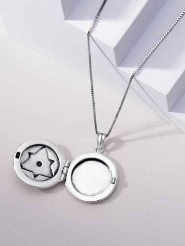 Dorunmo Locket Necklace 925 Sterling Silver Pictures Photo Keep Someone Near to You Custom Lockets Mother's Day Jewelry Personalized Photo Locket Gifts - color: O-Evil Eye, style: Locket Only