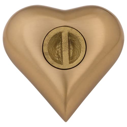 Brushed Gold Heart Keepsake Cremation Urn for Ashes, Brass, Gold Urn, Keepsake Sized Cremation Urn, 3 Inches Wide - color: Brushed Gold